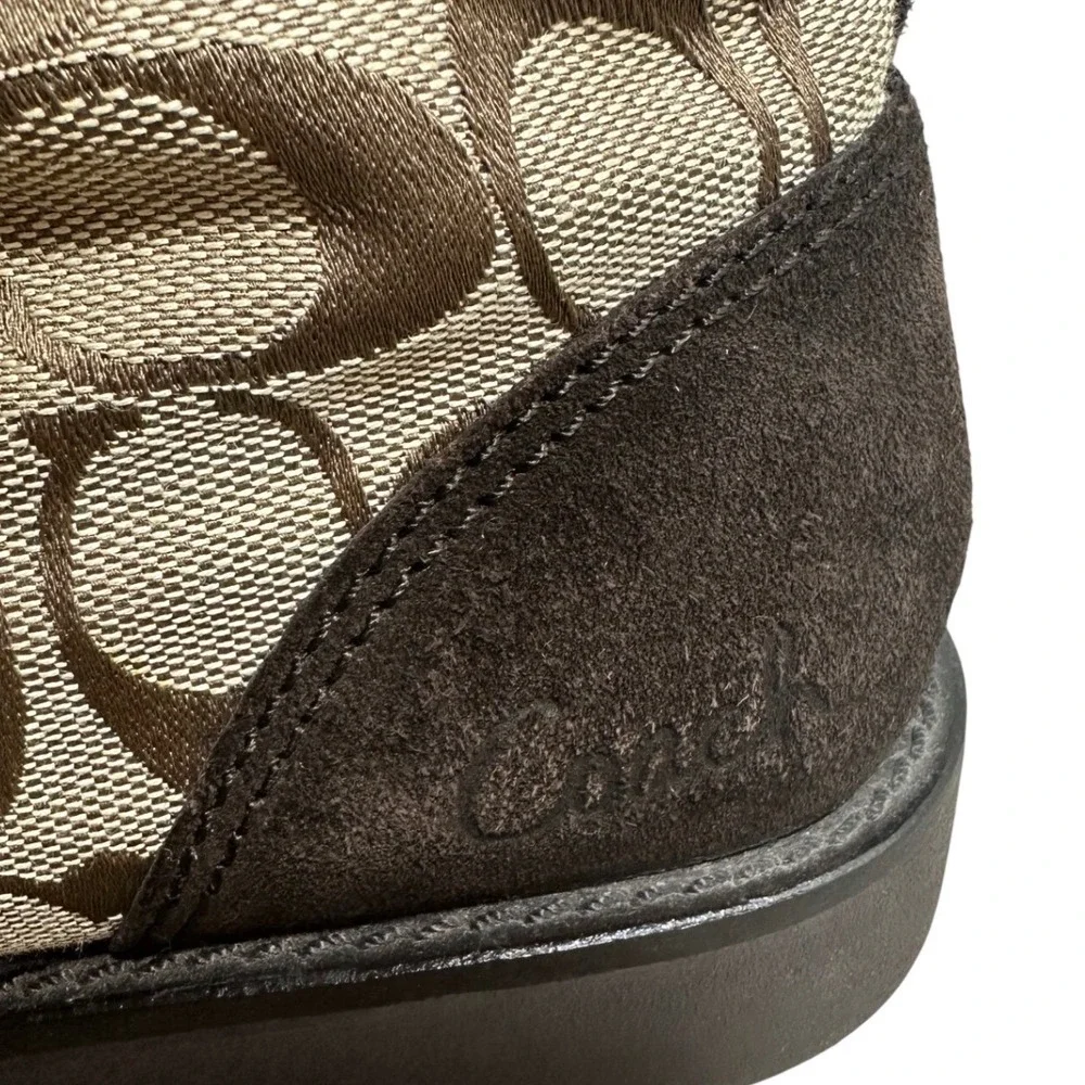 Coach Kally Signature Suede Winter Boots Women Brown Khaki Faux Fur Good 6.5 B - Picture 8 of 16